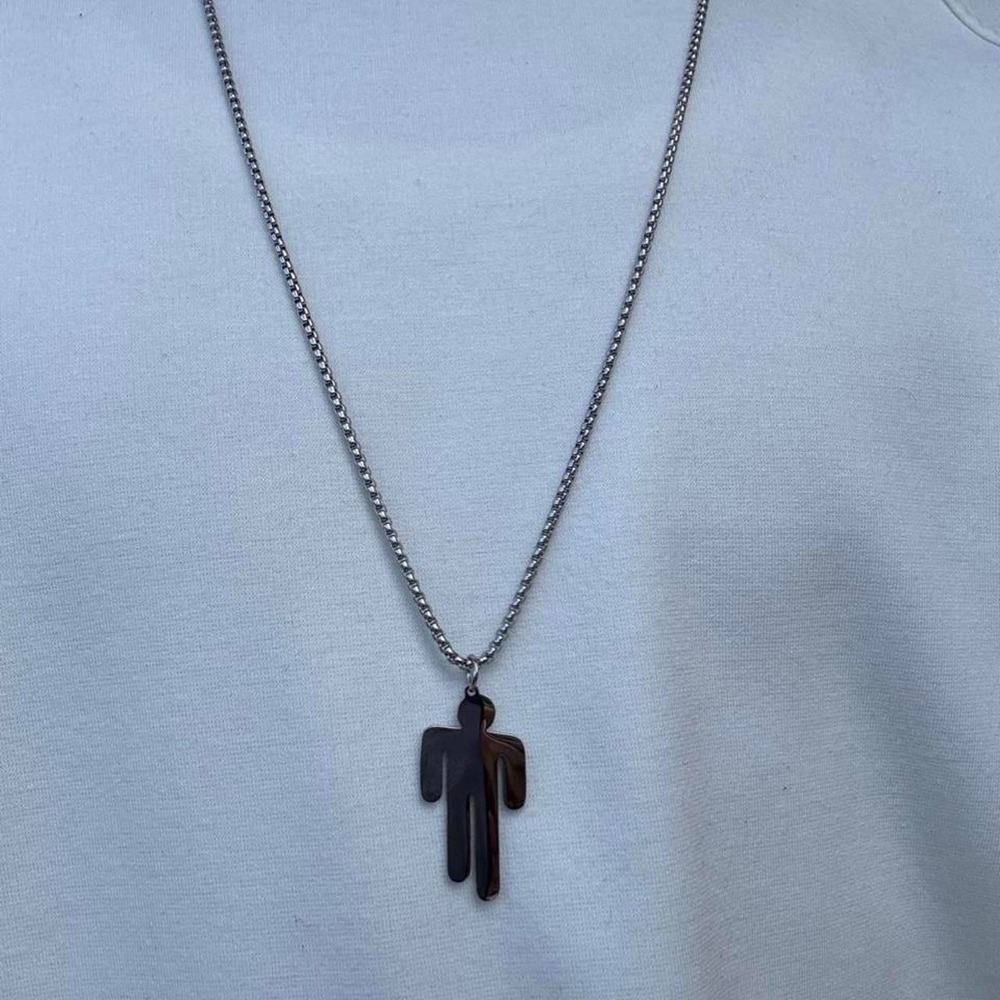 Silver Drip Figure Necklace 24 Inch Chain Streetwear Y2K Jewelry Pendant n103